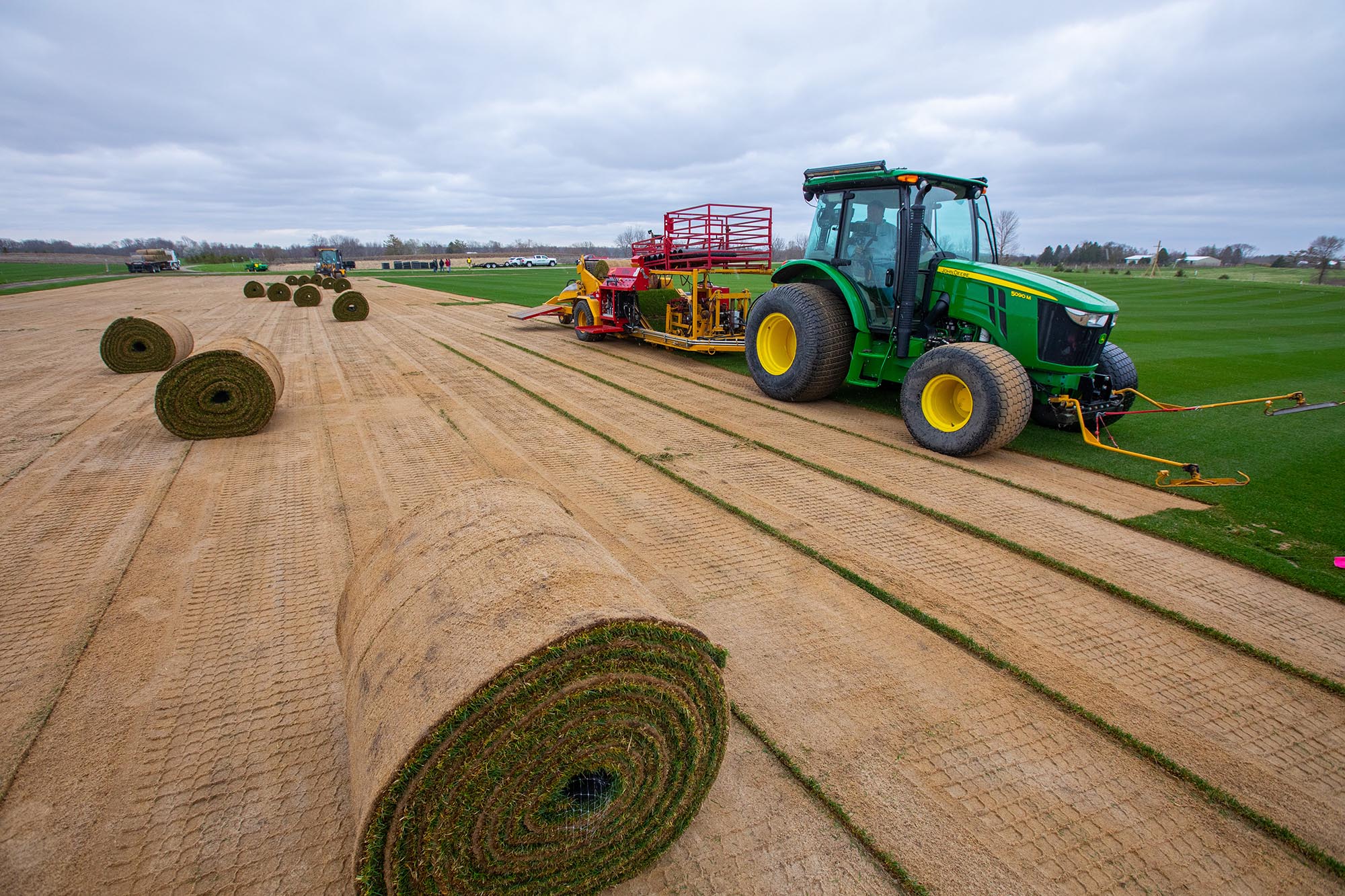 Sod for the football stadium playing surface and practice field was grown at Iowa State's Horticulture Research Station just north of campus.