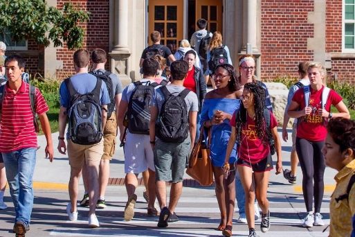 Student walking to class