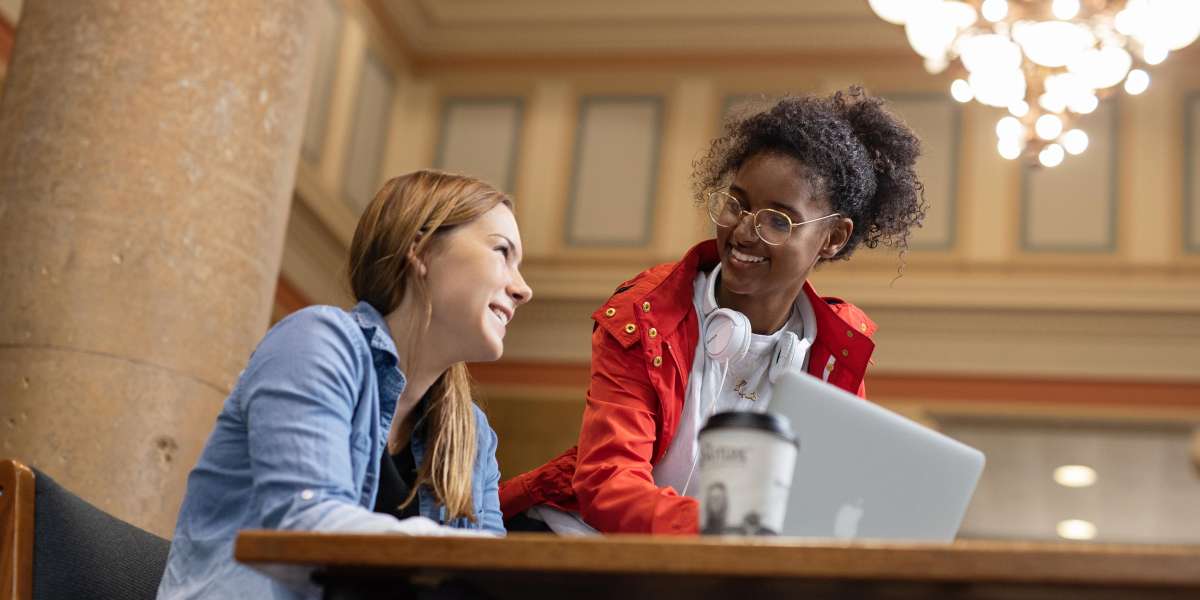 Two students studying in Parks Library