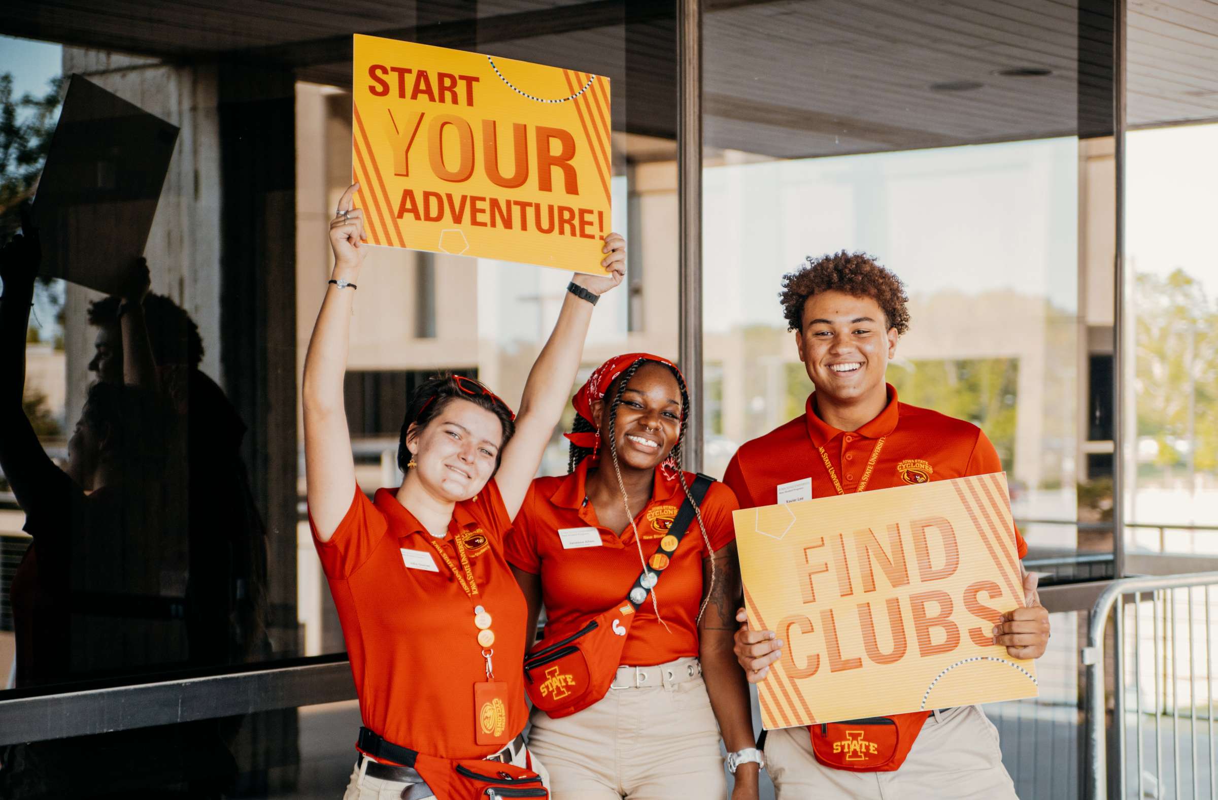 Three Cyclone Aides pictured at Destination Iowa State