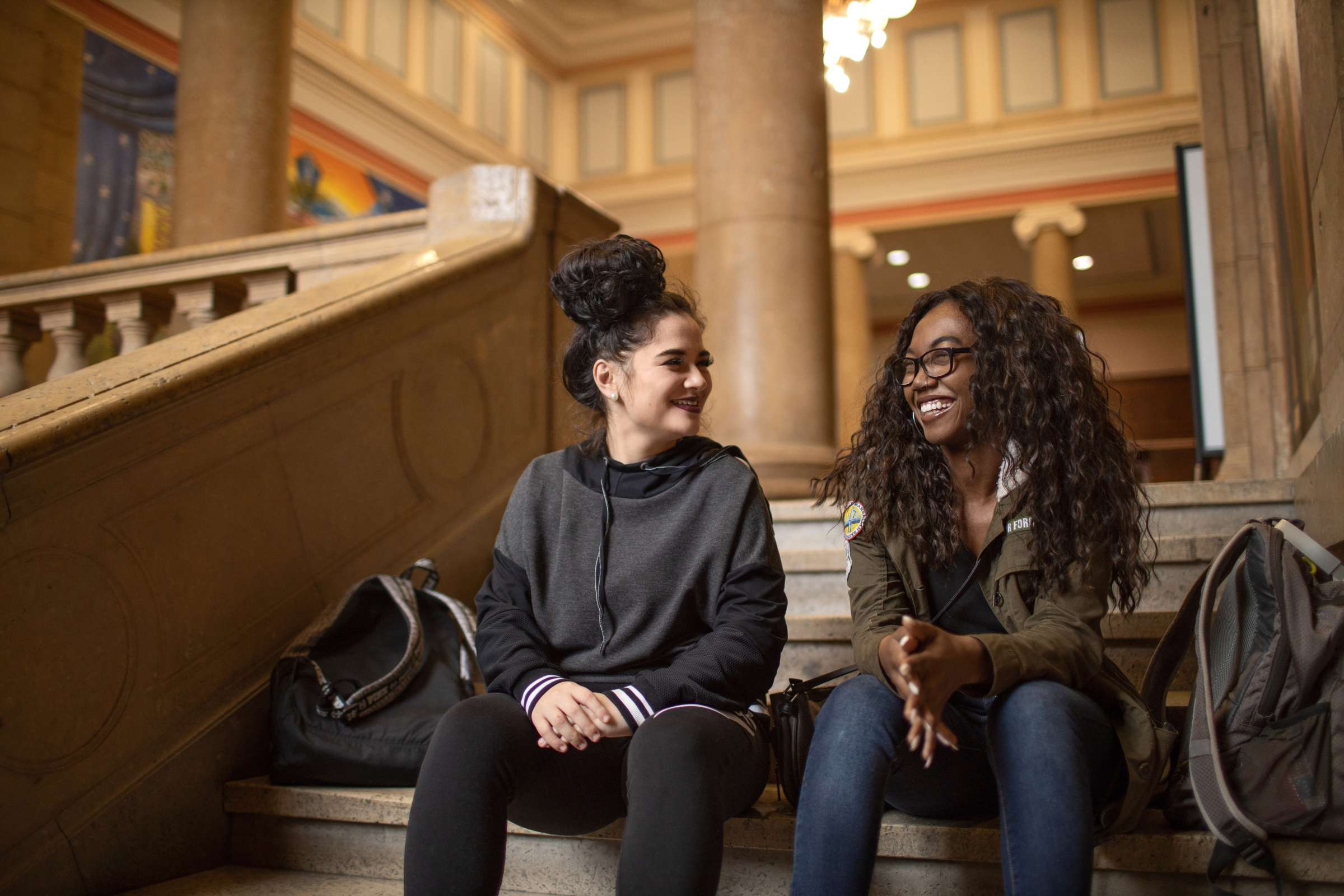 Two students sitting in Parks Library