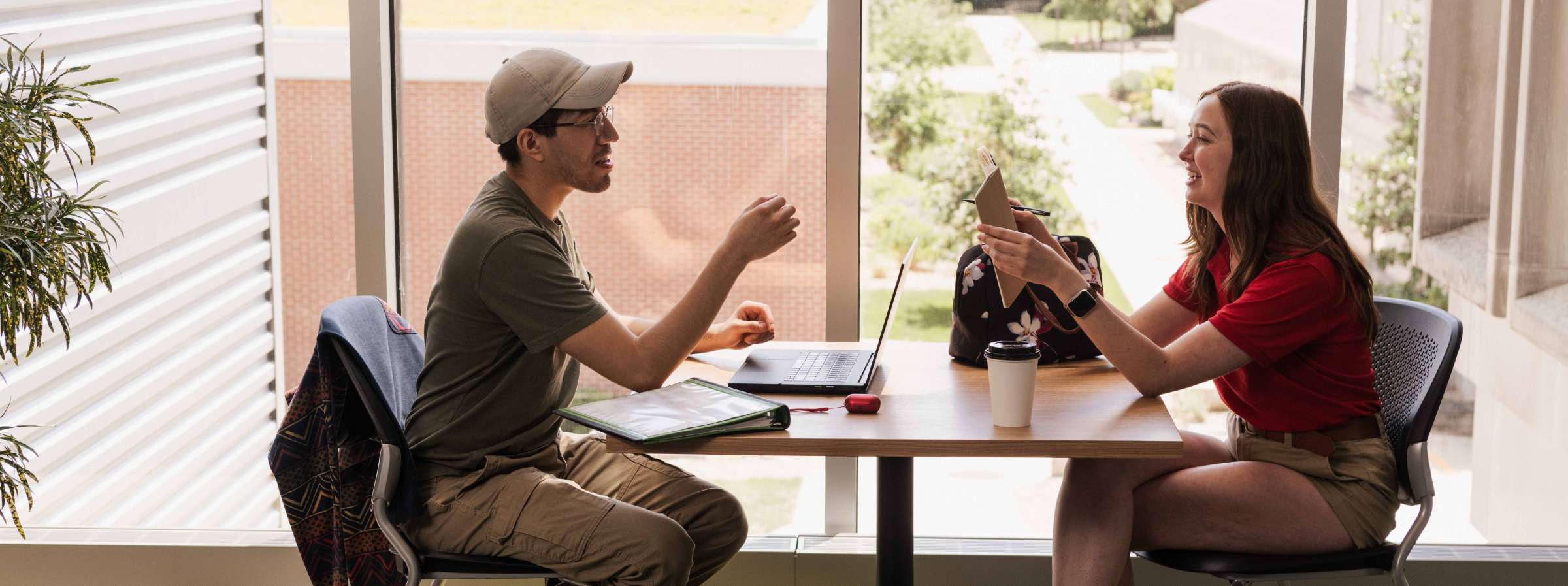 two students studying