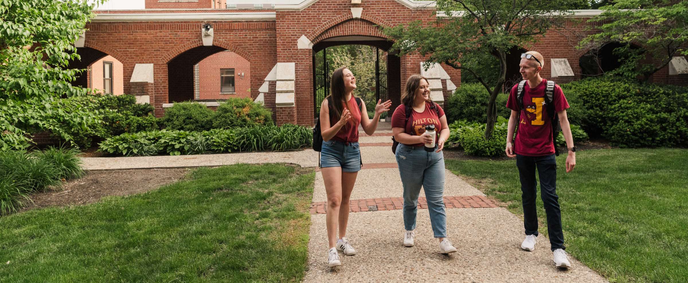 Students walking outside of Lagomarcino Hall