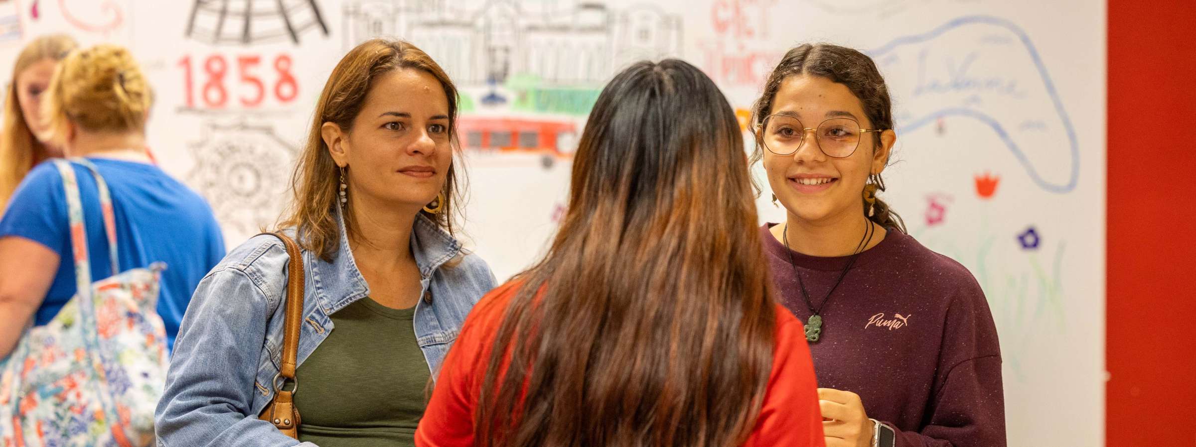 A family at orientation registration