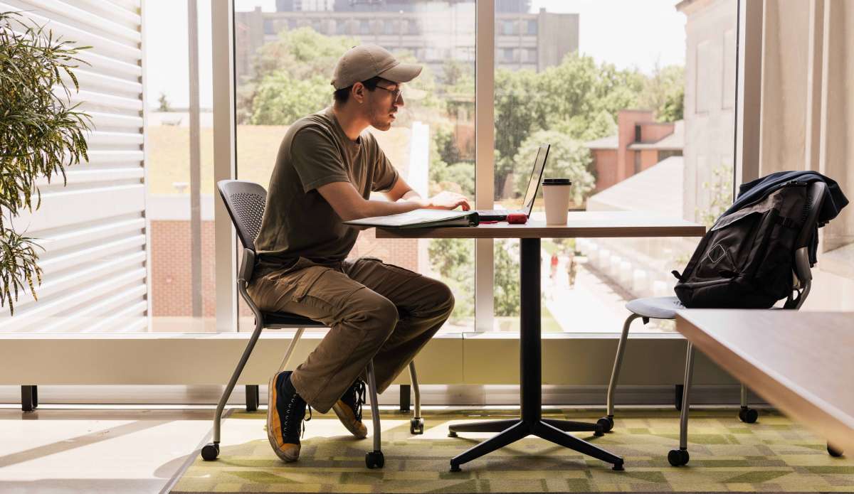 Student studying on computer